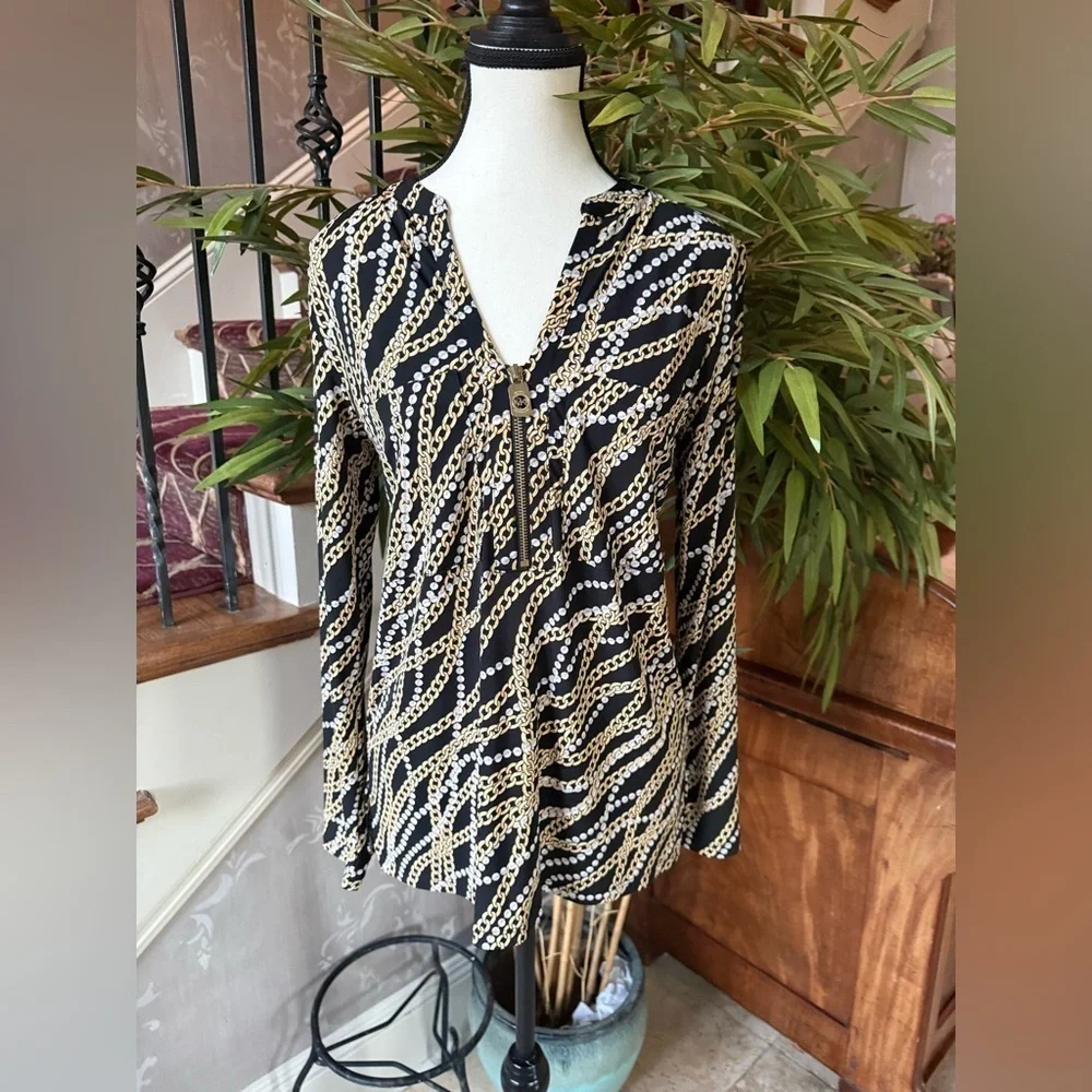 MICHAEL KORS ladies, chain-link style, long sleeve blouse size small